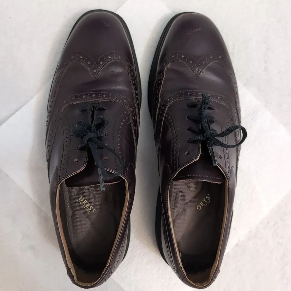 Rockport‎ Men's Wingtip Brown/Purple Leather Shoes 10 Vibram Tread